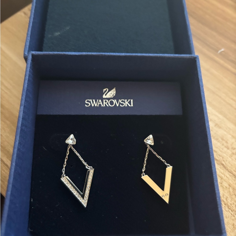 Swarovski Gold and Silver Geometric Earrings